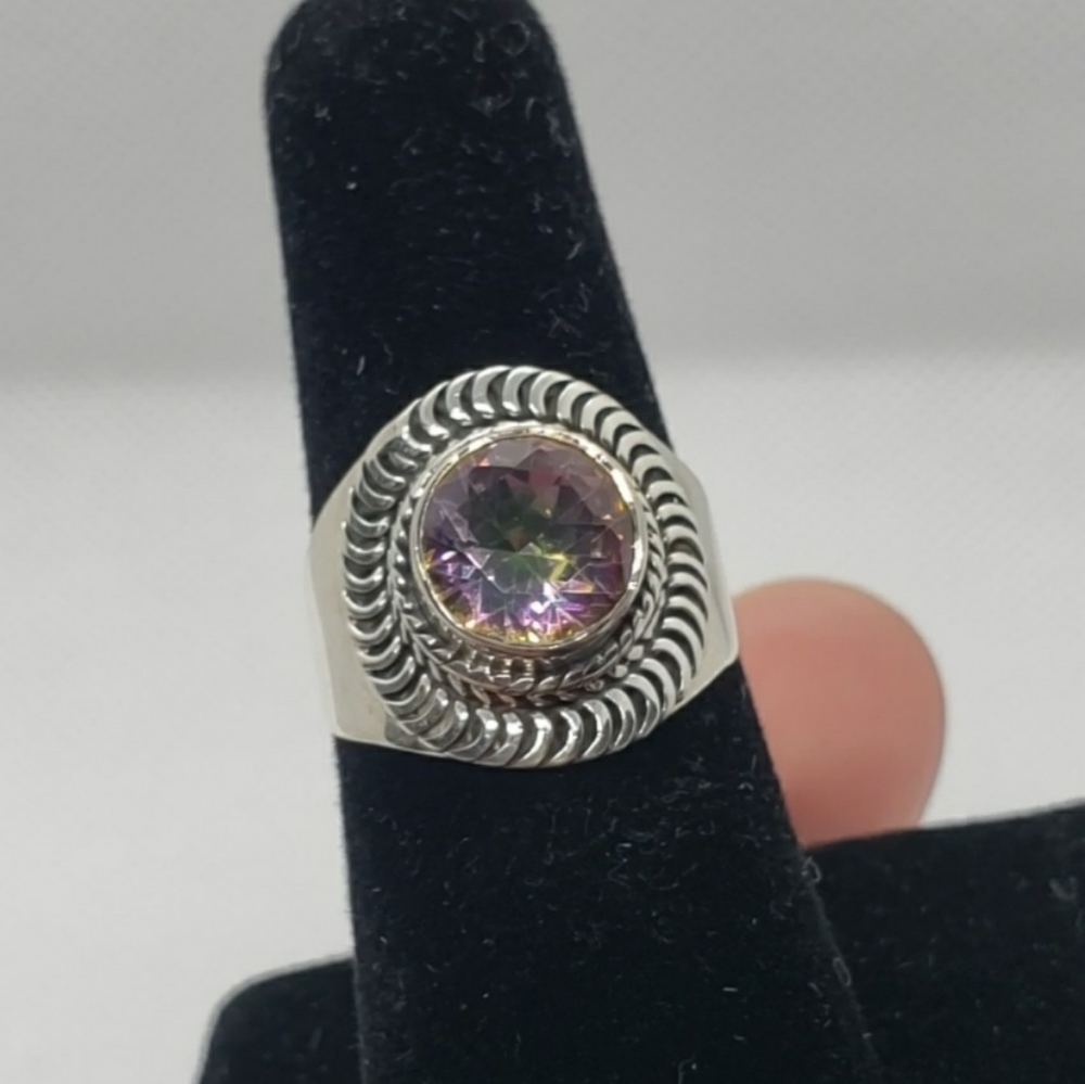 Mystic Topaz Ring.. 925 Silver